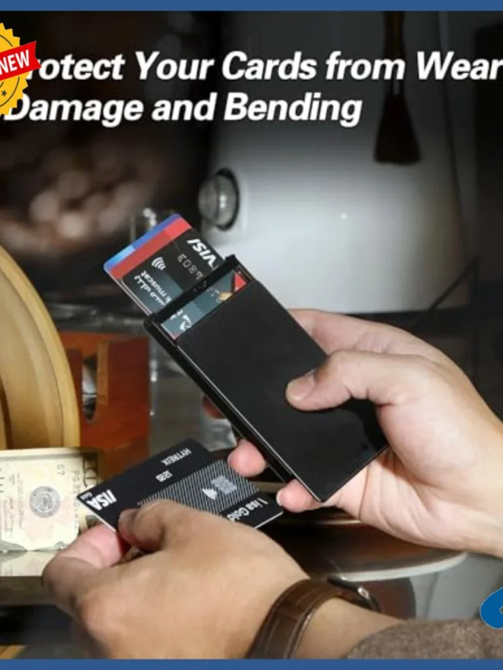 Slim RFID-Blocking Metal Wallet with Money Clip and Card Holder